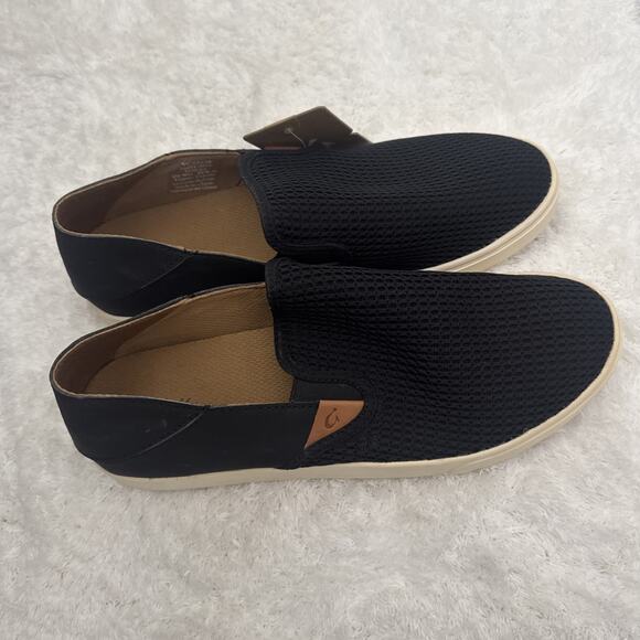 Olukai Pehuea Black Taupe Mesh Casual Slip On Loafers Shoes Women's 11 - Picture 6 of 12